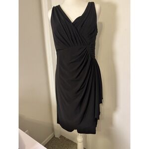 Boston Proper 10 Wrap Ruched Mini Sheath Dress Black V Neck Hourglass Sleeveless